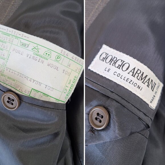 Giorgio Armani Virgin Wool Blazer Made in Italy Size 41 Reg One Button Striped - Picture 13 of 14